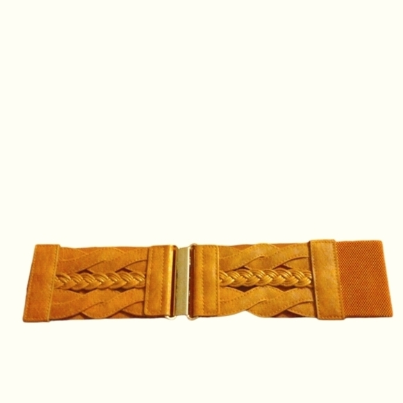 Brown Stretch Braided Belt w. Silver Latch Closure No Brand No Sizing 80's Vibes - Picture 1 of 6